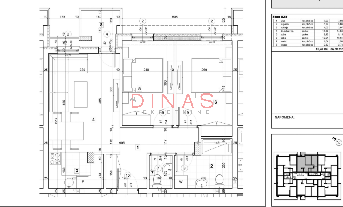 prodaja, stanovi, novi sad, telep, 55m2