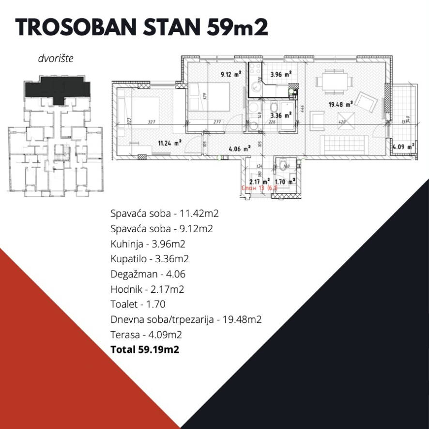 prodaja, stanovi, novi sad, nova detelinara, 59m2