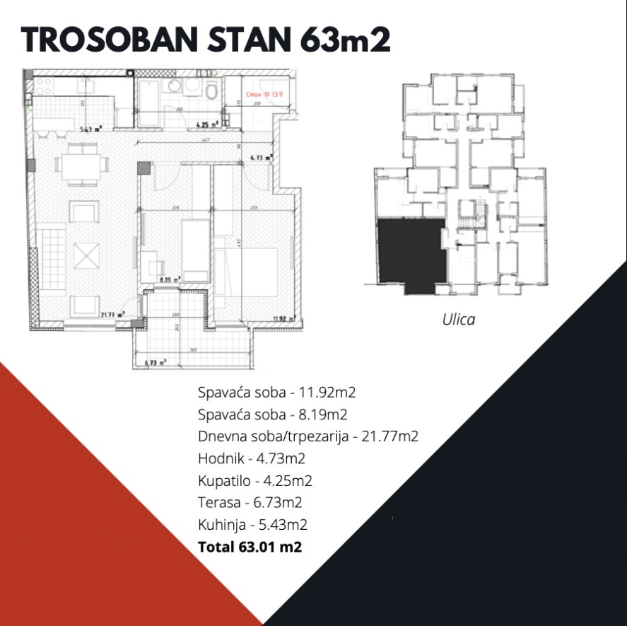 prodaja, stanovi, novi sad, nova detelinara, 63m2