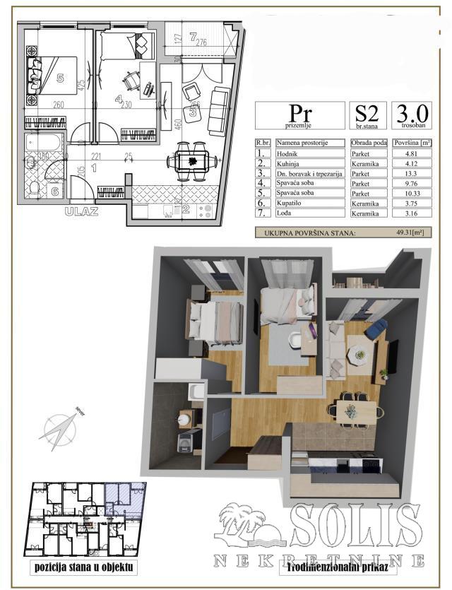 prodaja, stanovi, petrovaradin, centar, 49m2