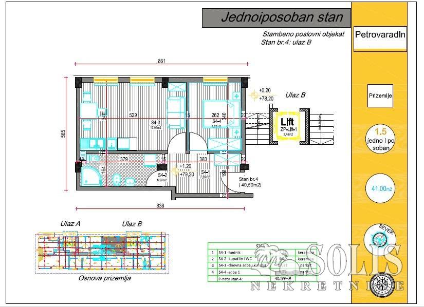 prodaja, stanovi, petrovaradin, centar, 41m2