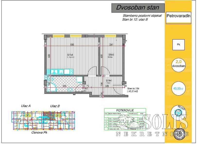 prodaja, stanovi, petrovaradin, centar, 45m2