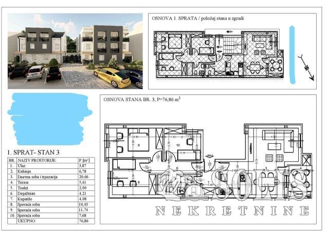 prodaja, stanovi, novi sad, adice, 77m2