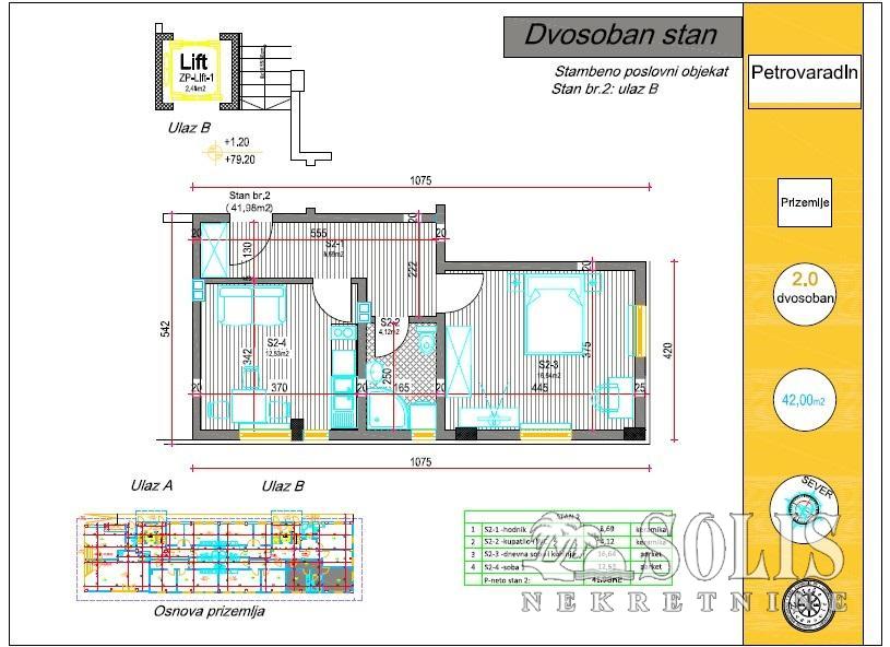 prodaja, stanovi, petrovaradin, centar, 42m2