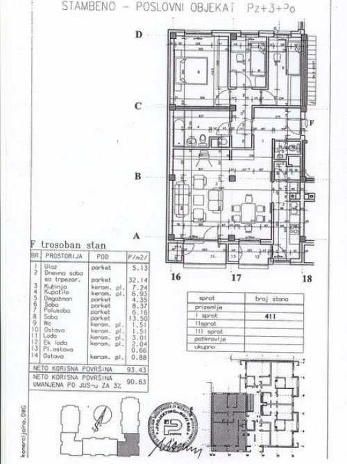 Novi Sad, Novo Naselje, na prodaju, troiposoban stan površine 91m2